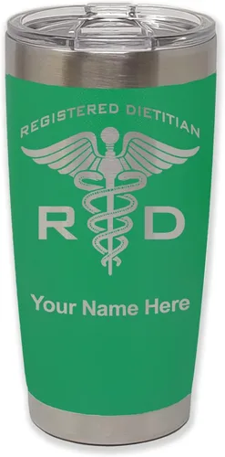 Vista 37 de LaserGram Vaso aislado al vacío de 20 onzas, dietista registrado RD, grabado personalizado incluido (negro)
