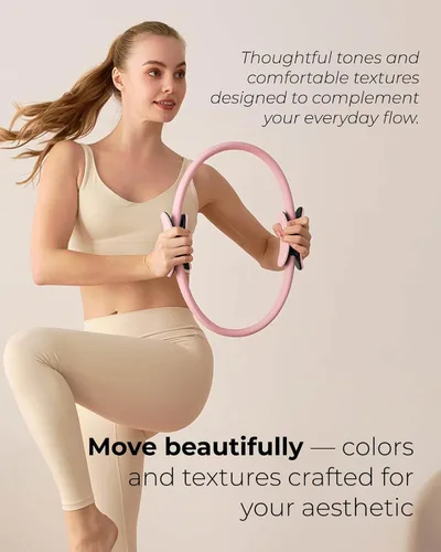 Vista 4 de Pesas ajustables rosas para muñeca y tobillo de 1 libra cada juego de 2 y kit de pilates rosa