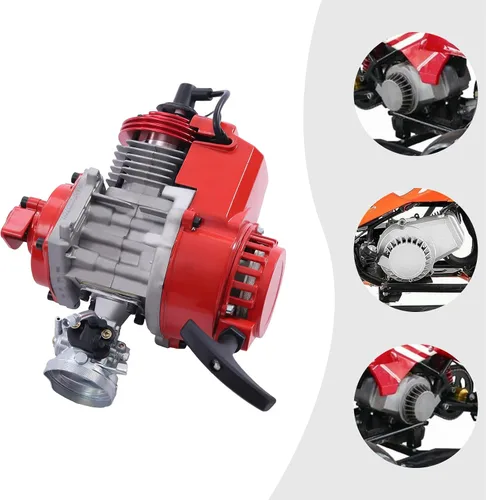 Vista 2 de Kit de motor de 49 CC modificado con 6 dientes de arranque de cadena de 25 horas, motor de gasolina de refrigeración forzada de aire de 2 tiempos