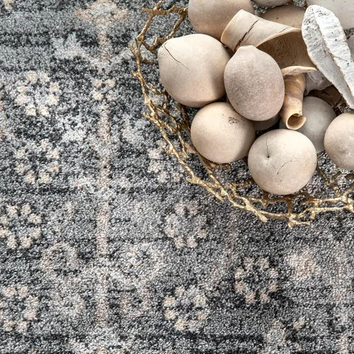 Vista 8 de nuLOOM Bessie - Alfombra tribal de 4 x 6 pies para sala de estar, dormitorio, comedor, cocina, gris/marfil