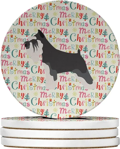 Vista 19 de AIDI Atlas Mountain Dog Merry Christmas - Posavasos grandes de piedra arenisca, paquete de 4