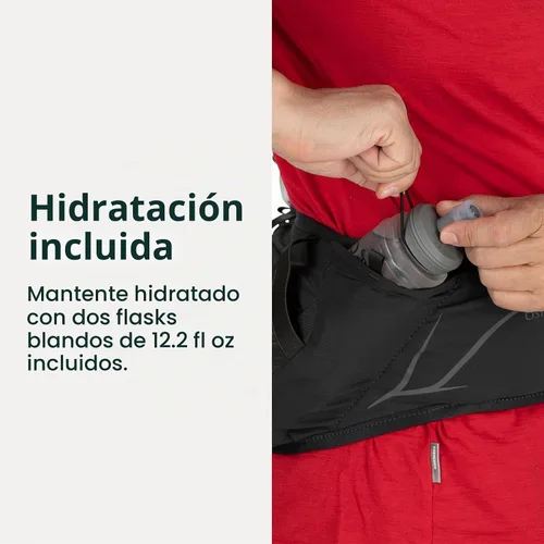 Vista 4 de Osprey Riñonera de hidratación Duro Dyna con frascos suaves hidráulicos para correr