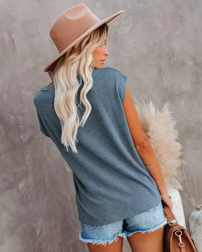 Vista 2 de ETCYY NEW Camisetas sin mangas para mujer, camisetas casuales de ajuste holgado