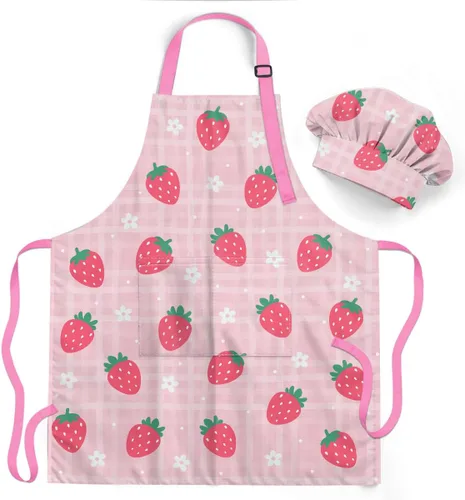 Vista 29 de SANDJEST Juego de delantal para niños con gorro de chef, regalos de delantal de cocina Alfabeto