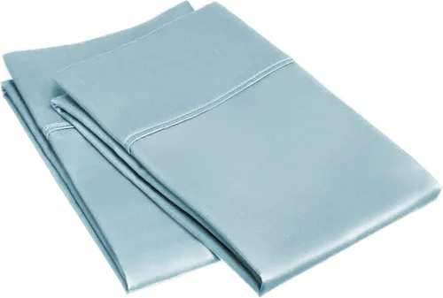 Vista 2 de Superior Juego de fundas de almohada de 2 piezas de 100% algodón egipcio de 400 hilos, tamaño King, color azul claro