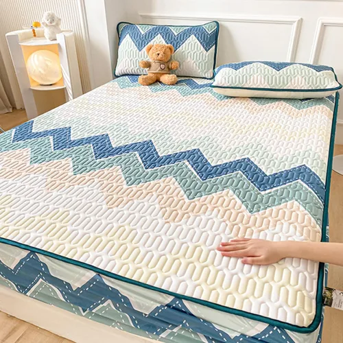 Vista 11 de FCLDESHOP Comfort Hotel - Sábana bajera ajustable de bolsillo profundo, juego de sábanas bajeras y fundas de almohada de seda de hielo de látex