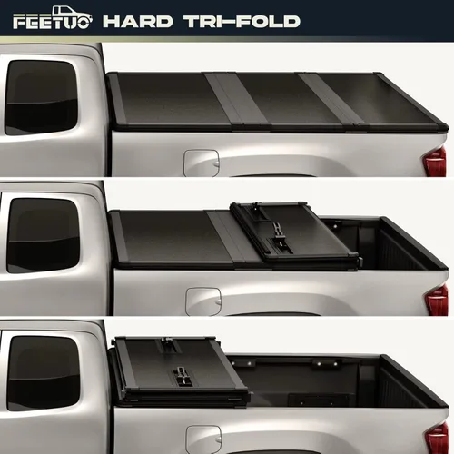 Vista 3 de FRP Cubierta rígida de tres pliegues para cama de camioneta para 2015-2025 Chevy Colorado/GMC Canyon, cama de 6.2 pies (74")