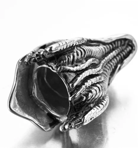 Vista 4 de Collar con colgante de cabeza de extraterrestre hiperbólico de acero inoxidable para hombre