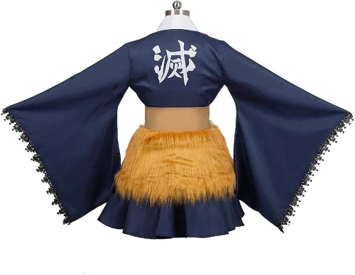 Vista 4 de BYHai Hashibira Inosuke - Disfraz de cosplay de anime japonés Lolita kimono sirvienta vestido de uniforme para adultos