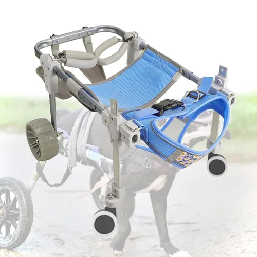 Vista 9 de Silla de ruedas para perros para patas traseras de 2/4 ruedas, patas traseras ajustables para mascotas, carritos para perros con ruedas, ayuda