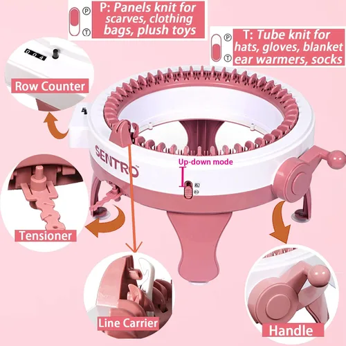 Vista 6 de Sentro Máquina de Tejer, Máquina de Tejer Crochet Inteligente de 48 Agujas con Contador de Filas para Adultos y Principiantes, Kit de Máquina