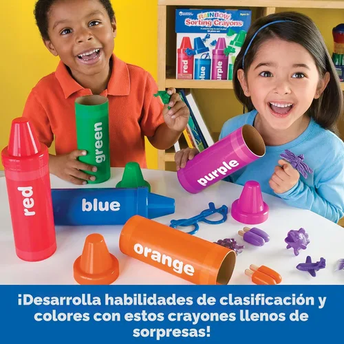 Vista 3 de Learning Resources Crayones de clasificación arcoíris - Regalos para niños pequeños, accesorios para niños pequeños, juguetes de apilar jumbo