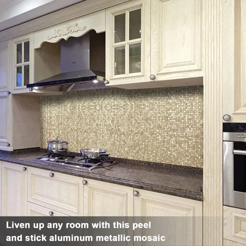 Vista 4 de BeNice - Juego de azulejos o loseta en muro para cocina, azulejos de pared que tienen adhesivo para pelar y pegan, azulejos cuadrados (5 hojas)