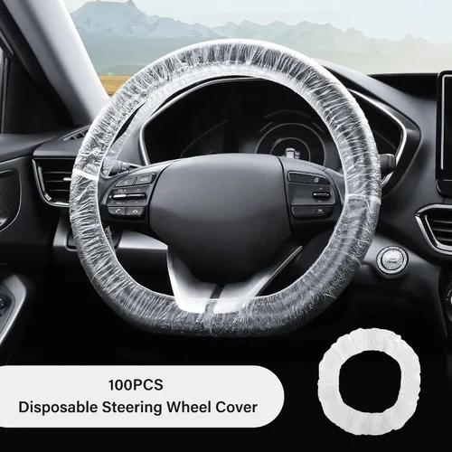 Vista 6 de 100 unidades de fundas desechables para volante, protector desechable para volante con elástico para evitar rozaduras y arañazos, funda universal