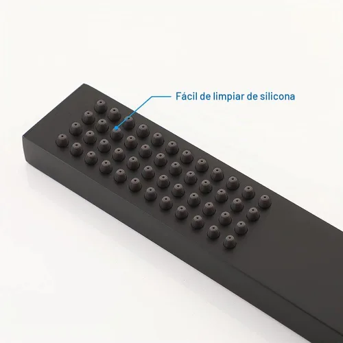 Vista 5 de Asyas Cabezal de ducha de mano de latón con conector de pared ajustable Juego de ducha con soporte ajustable negro
