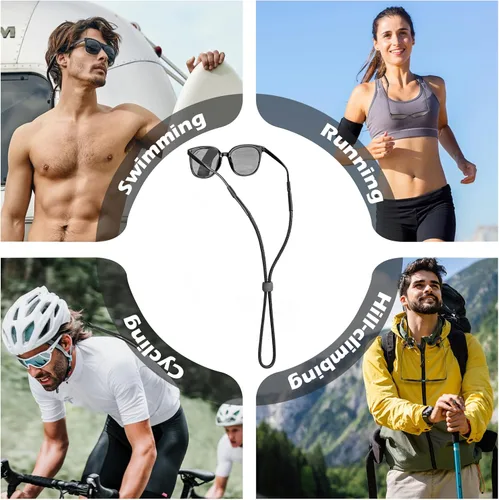 Vista 6 de KECHIO Correa de soporte de gafas deportivas (3 piezas) - Correa de gafas de sol para hombres, mujeres y niños