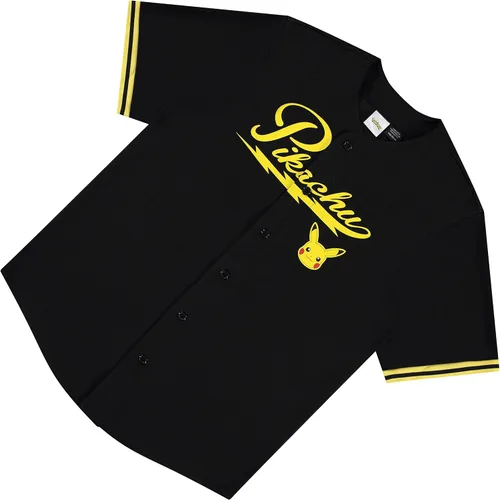 Vista 6 de Pokemon Camiseta de béisbol Pikachu para hombre, Pikachu Charizard Pokeball de malla con botones