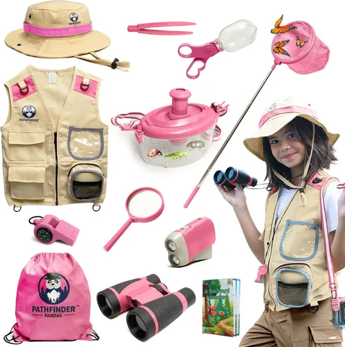 Vista 11 de Kit de Explorador Infantil con Chaleco y Sombrero de Safari para Niños de 7 a 12 Años - Disfraz de Safari y Vestirse como Guardián de Zoológico