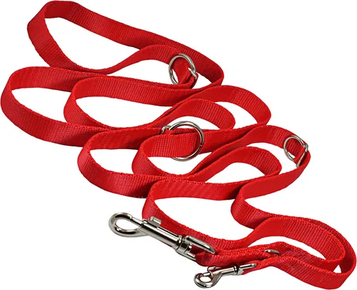 Vista 4 de Dogs My Love Correa de perro de nailon multifuncional europea de 3/4 "de ancho de 6 vías, correa ajustable de 5.5 a 10 pies de largo (negro)