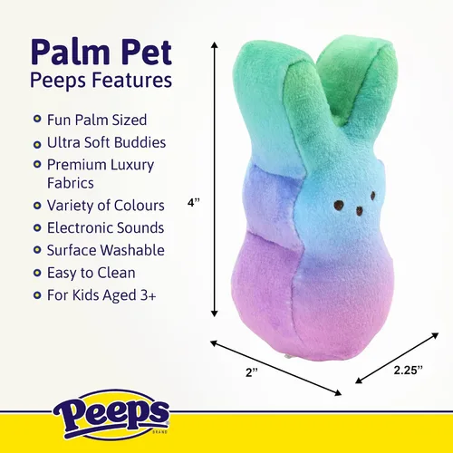Vista 3 de Animal Adventure Peeps 4" Juguete de peluche de conejo Palm Pet coleccionable Azul