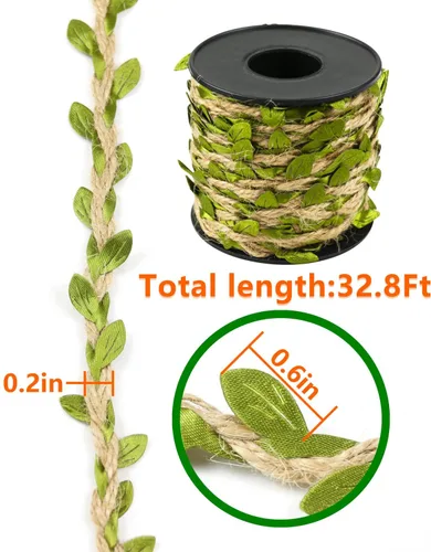 Vista 4 de 2 rollos de cinta de hojas de 66 pies, hojas verdes, decoración de vides artificiales 2 rollos de cinta de hojas de 66 pies, utilizada para fiesta