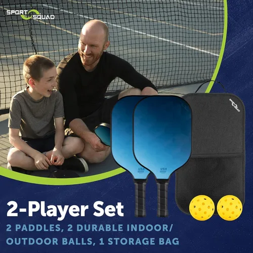Vista 4 de Sport Squad Pickleball Paddles Set of 2 and Single Paddles - Lightweight, Durable & High-Performance Playability - Enhanced Grip & Power - USA