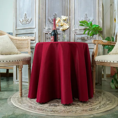 Vista 16 de JYFLZQ Mantel redondo negro de 70 pulgadas para mesas de 4 pies, lavable a máquina, duradero, tela de poliéster gruesa, para fiestas, banquetes