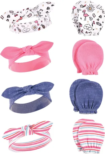 Vista 144 de Hudson Baby Conjunto de diadema de algodón y manoplas para rascar para bebé