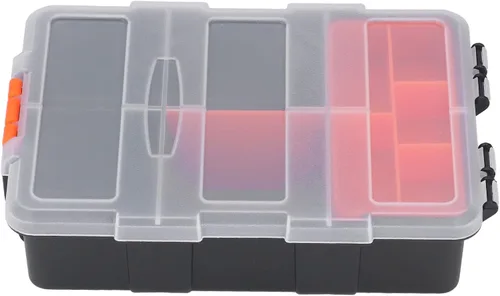 Vista 7 de Caja organizadora de piezas pequeñas con divisores extraíbles, contenedor de almacenamiento de PVC para herramientas de hardware, tornillos, pernos