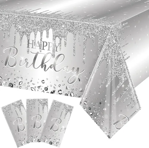 Vista 12 de Pajean Mantel de plástico con lentejuelas de diamantes con brillantina para fiesta de niña y niña, mantel de plástico con lentejuelas para niñas