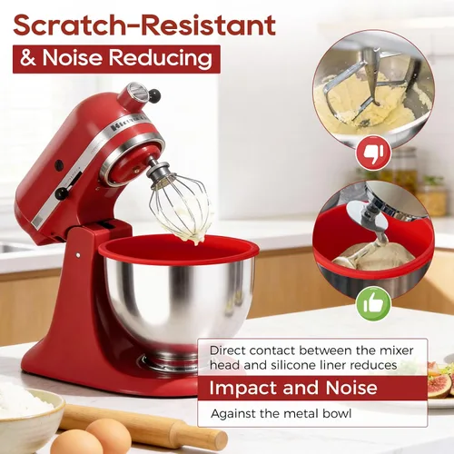 Vista 5 de KitchenAid - Revestimientos de silicona para batidora de pie inclinable de 5 cuartos de galón, cuencos de silicona de grado alimenticio