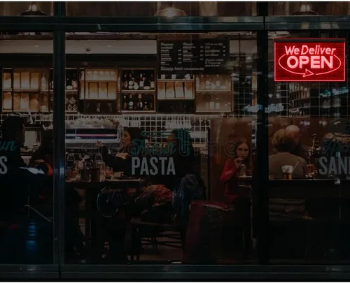 Vista 2 de 110020 We Deliver Open Services Cafe Fast food Shop Restaurant Display LED Light Neon Sign (12" X 8", 16 Colors By Remote)