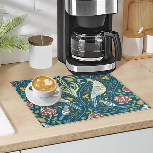 Vista 5 de Tapete de café para cafetera, tapete con respaldo absorbente antideslizante para encimera de cocina, de secado rápido, lavable, de secado de platos
