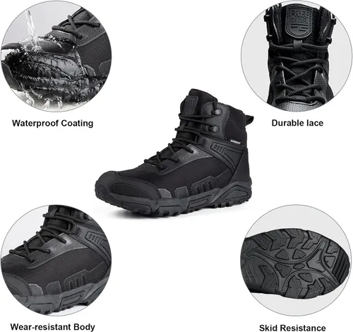 Vista 3 de FREE SOLDIER Men's Waterproof Hiking Boots Lightweight Work Boots Military Tactical Boots Durable Combat Boots