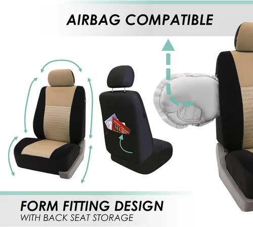 Vista 5 de FH Group Fundas de asiento de automóvil 3D de malla de aire con elegancia moderna, compatibles con bolsa de aire y listas para separar, juego