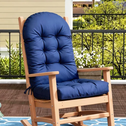Vista 9 de Adirondack & - Cojín para silla mecedora, respaldo alto, acolchado para patio con lazos, resistente a la decoloración y protección UV, cojín