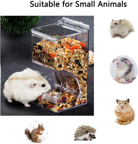 Vista 4 de Comedero para hámster de 12.5 fl oz, con soporte, dispensador automático de botellas con soporte para loros palomas, mini, erizo, hámster, animal