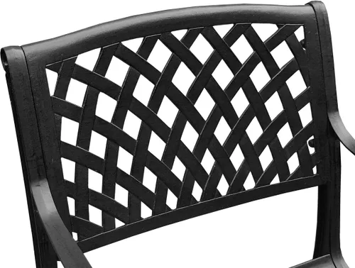 Vista 4 de Oakland Living Silla de comedor de patio negro de aluminio fundido de malla al aire libre moderna