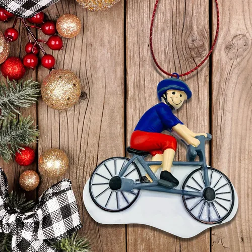 Vista 5 de Adorno de Navidad personalizado para montar en bicicleta