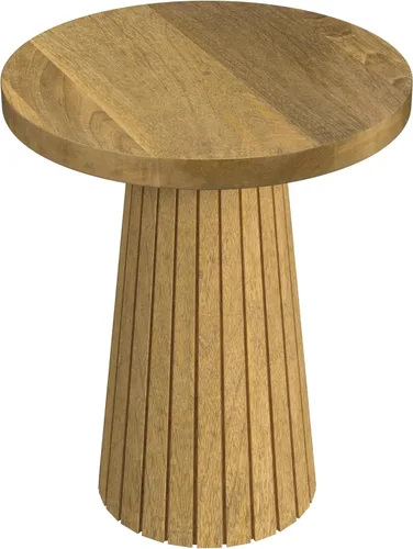 Vista 10 de HomePop Mesa redonda de madera de mango negro/lateral