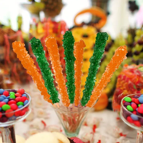 Vista 8 de Palitos de roca de caramelo extra grandes: 18 palitos de roca de caramelo verde - Manzana verde - Envueltos individualmente para recuerdos