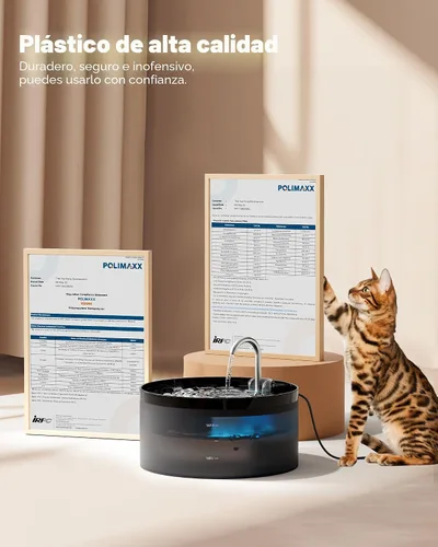 Vista 5 de Fuente de agua para gatos: fuente para gatos de 108 oz/3.2 L, dispensador de bebida súper silencioso para mascotas, fuentes de agua para gatitos