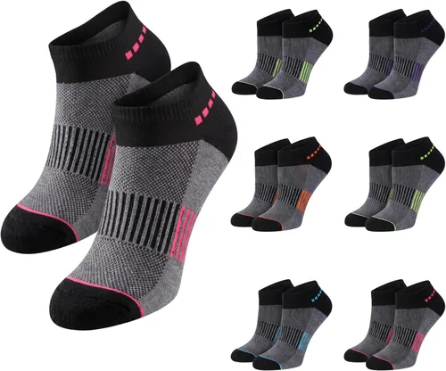Vista 5 de Tipi Toe Calcetines invisibles de corte bajo para mujer, paquete de 12 unidades, acolchados, atléticos, para correr, soporte de arco que absorbe