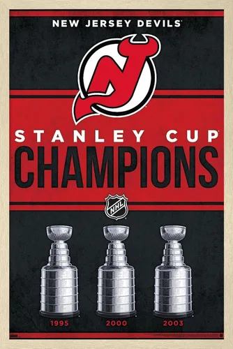 Vista 7 de Trends International NHL New Jersey Devils - Póster de pared Champions 23, 14.72 x 22.37 pulgadas, versión enmarcada de madera de granero
