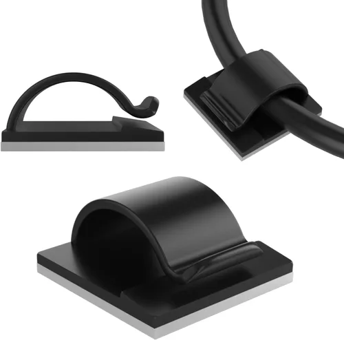 Vista 2 de LinkDocs 30 clips adhesivos para cables, clips de alambre para gestión de cables, abrazaderas de sujeción de cables para automóvil, oficina y hogar