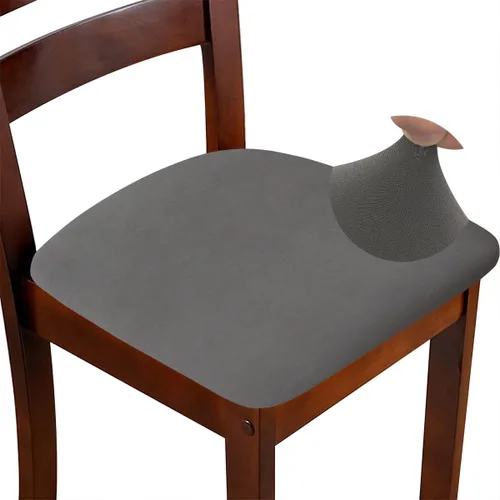 Vista 9 de Juego de 4 fundas de asiento para silla, elásticas, estampadas, para comedor, cuadradas, extraíbles y lavables, fundas de cojín para cocina, oficina