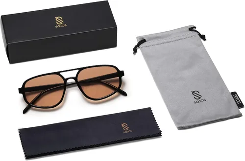 Vista 6 de SOJOS Aviator Sunglasses for Women & Men, Retro, Double Bridge, Trendy lightweight, 90s Shades SJ2247