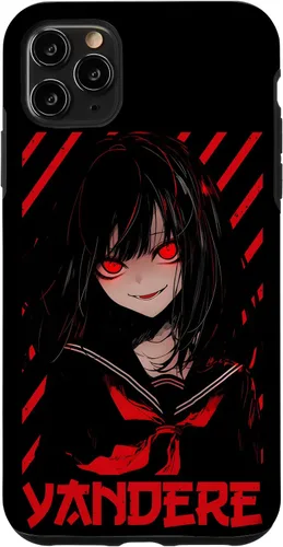 Vista 13 de Funda para iPhone 16 Yandere Anime Girl Kawaii Emo Goth Otaku Anime Manga Lover