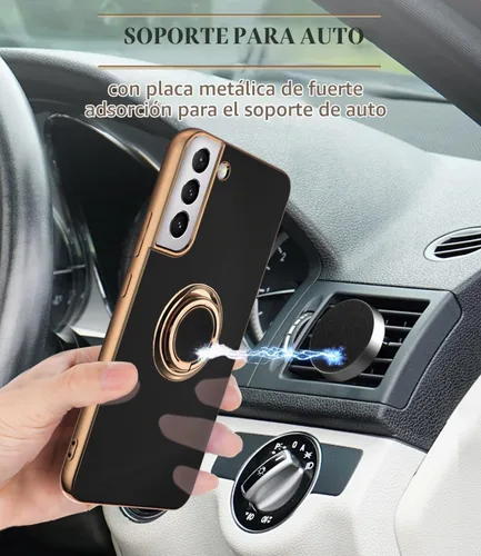 Vista 5 de Funda compatible con Samsung Galaxy S22 con soporte de anillo Negro
