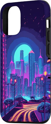 Vista 2 de Funda estética para iPhone 15 Vaporwave Anime City 80s 90s Futurism